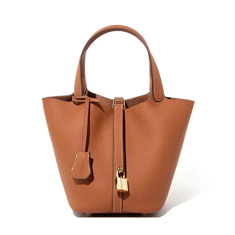 Sac seau en cuir lock in Marron