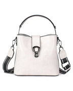 Sac seau en cuir lustré Blanc / 21x10x18cm