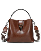 Sac seau en cuir lustré Café / 21x10x18cm