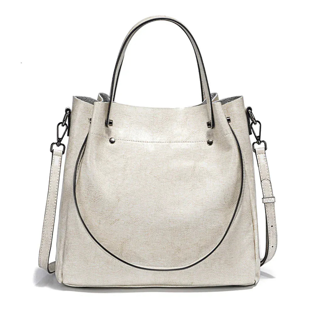 Sac seau en cuir structuré Beige