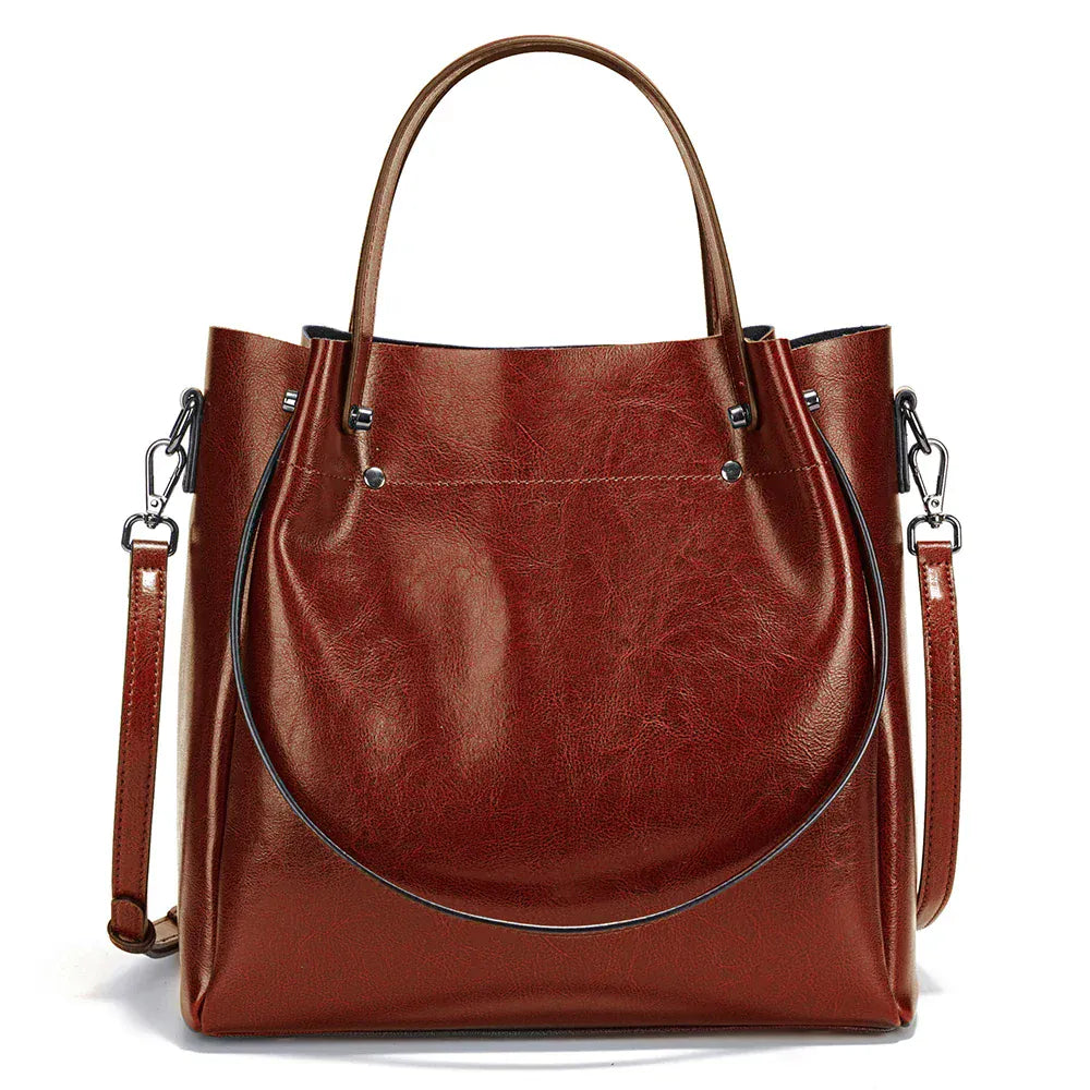 Sac seau en cuir structuré Café