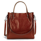 Sac seau en cuir structuré Café