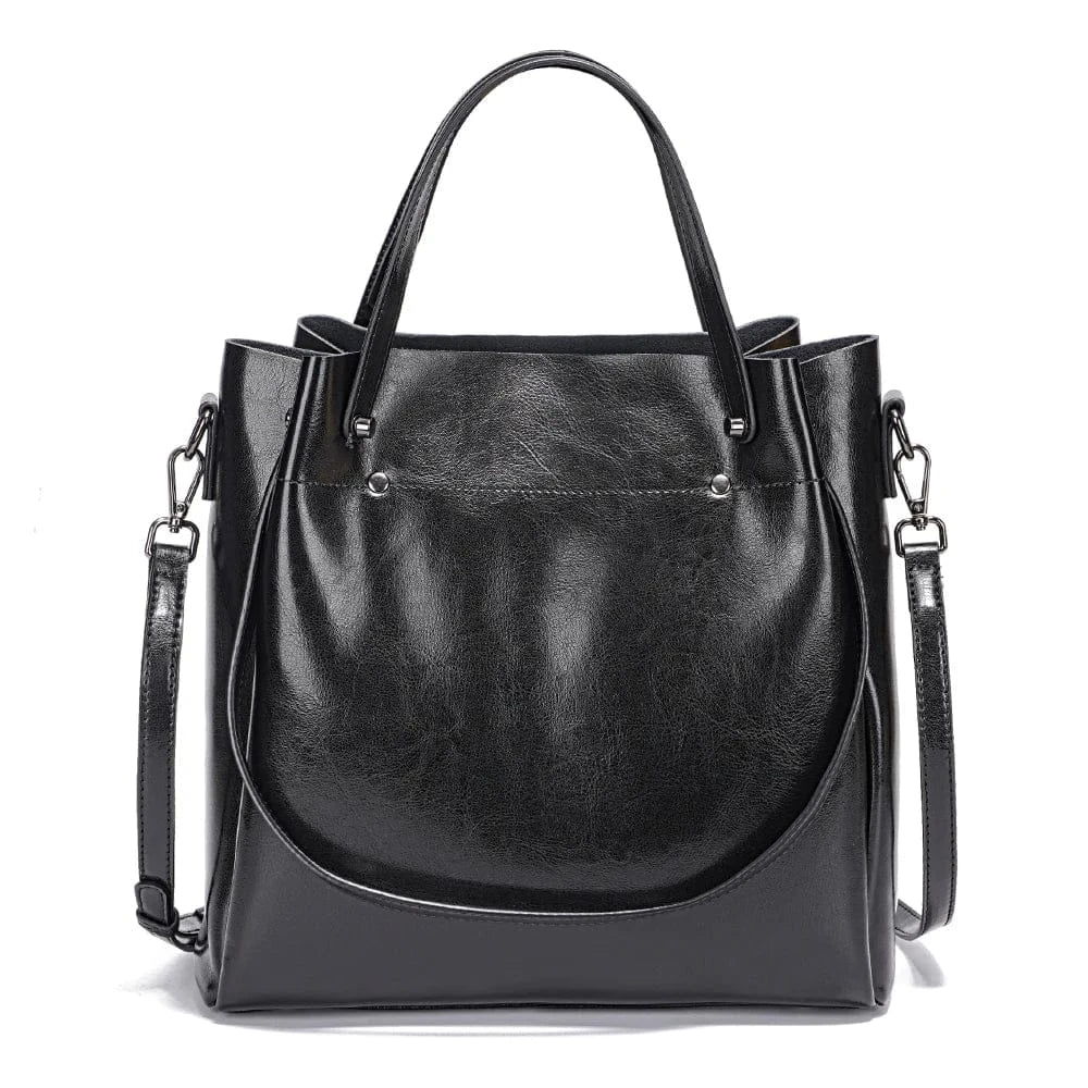 Sac seau en cuir structuré Noir