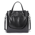 Sac seau en cuir structuré Noir