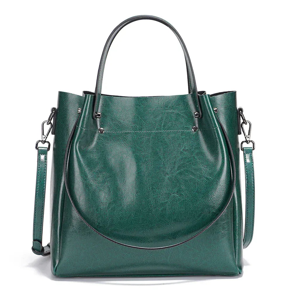 Sac seau en cuir structuré Vert