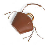 Sac seau en cuir surpiqué bambou