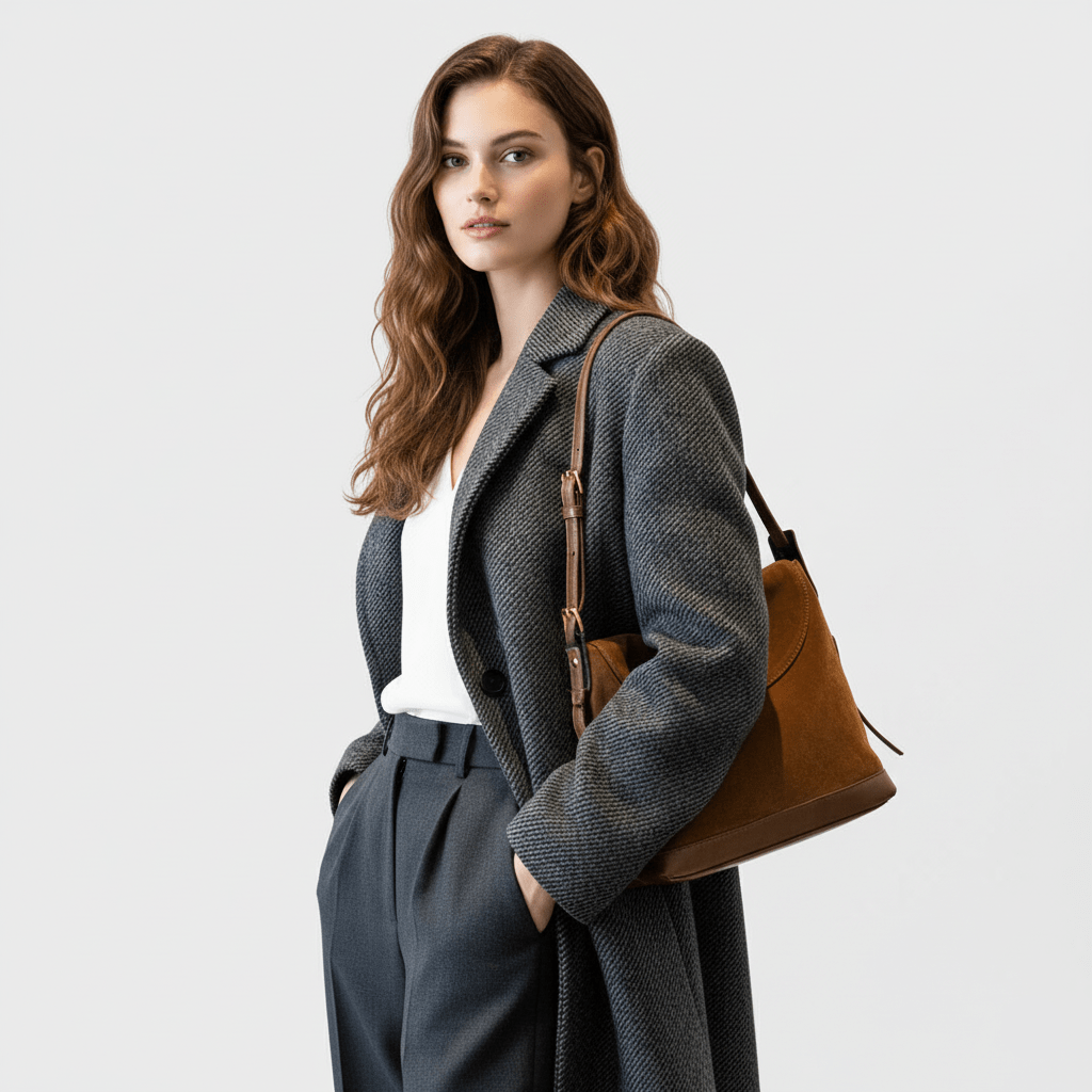 Sac seau en suédine rabattable