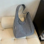 Sac seau en velours souple Gris