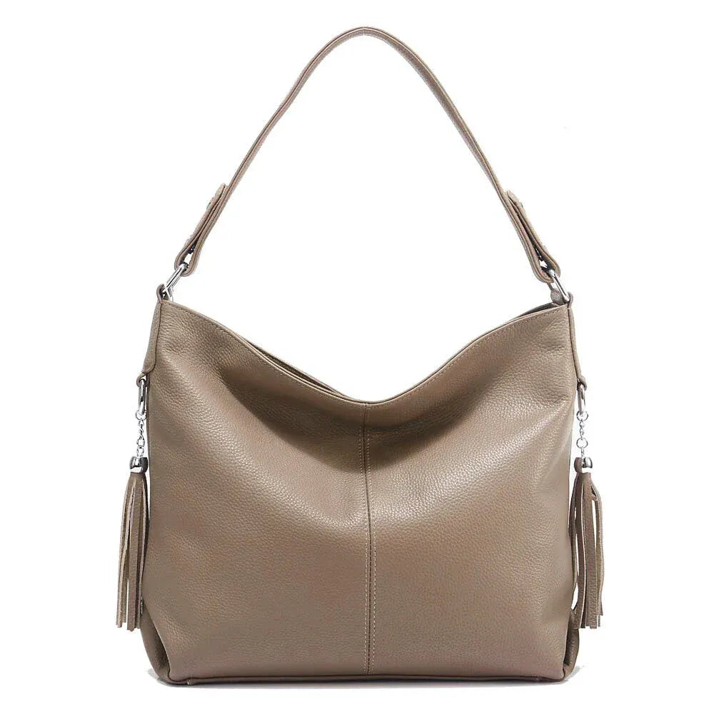 Sac seau large cuir souple Khaki