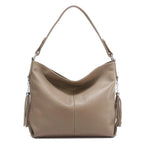 Sac seau large cuir souple Khaki