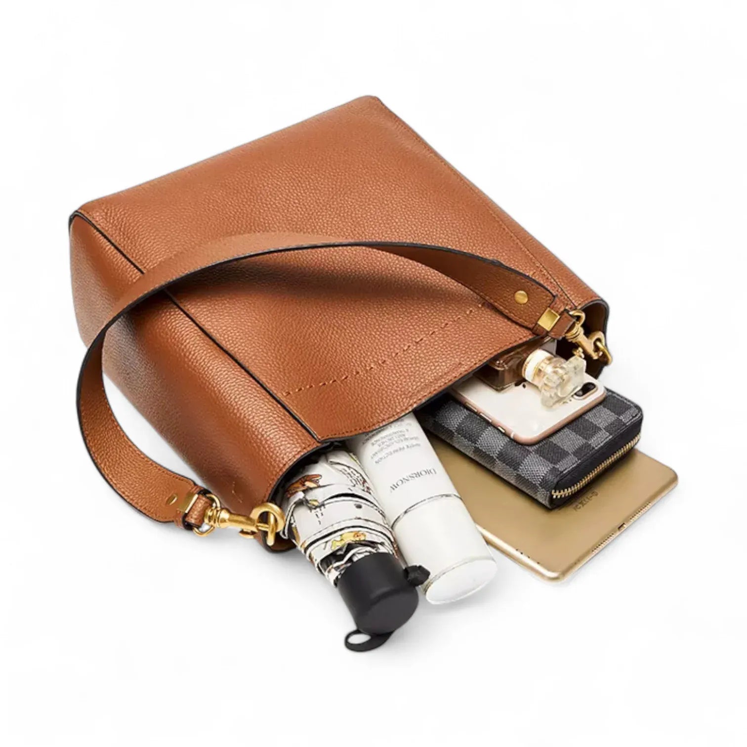 Sac seau marron cognac