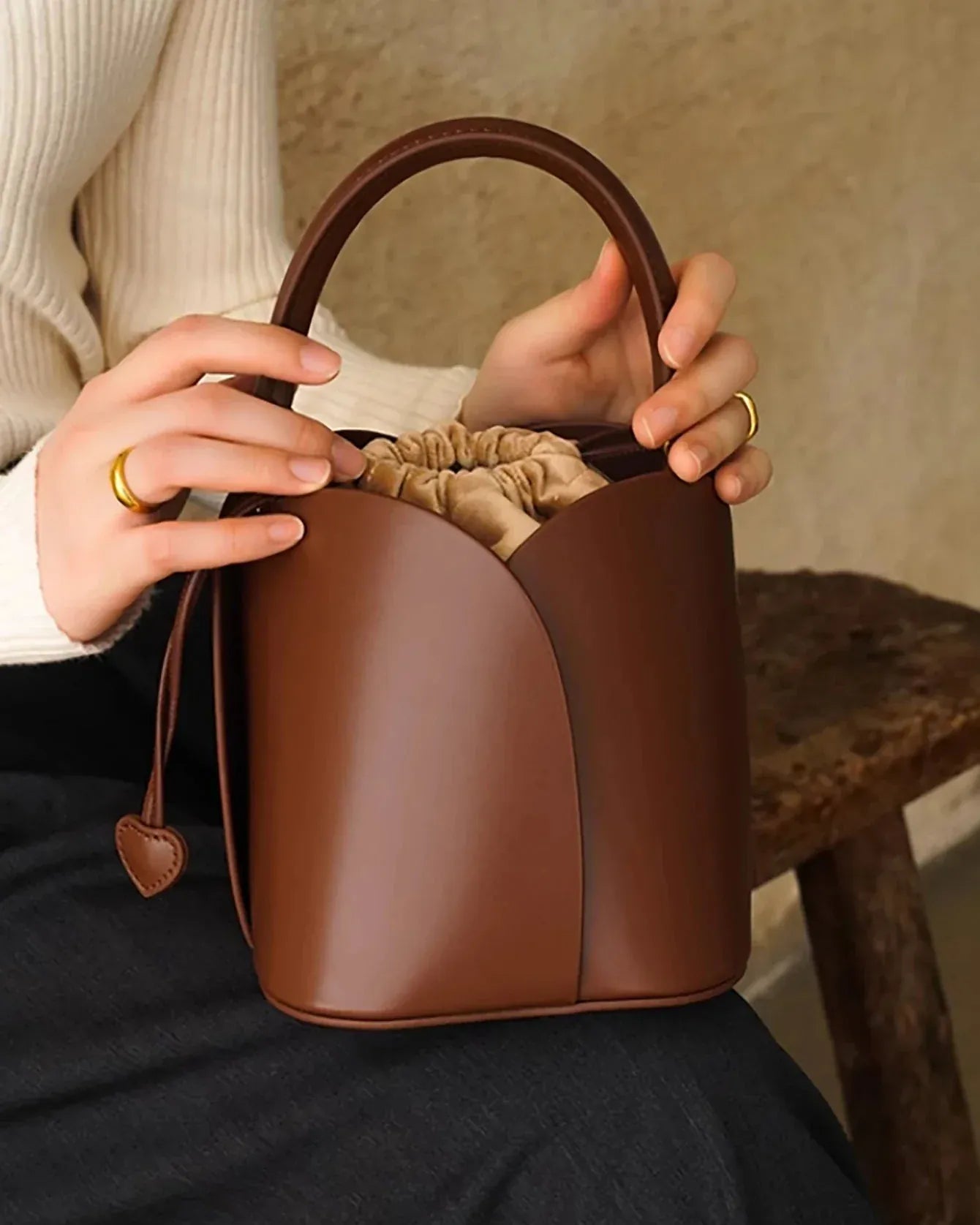 Sac seau pétale similicuir