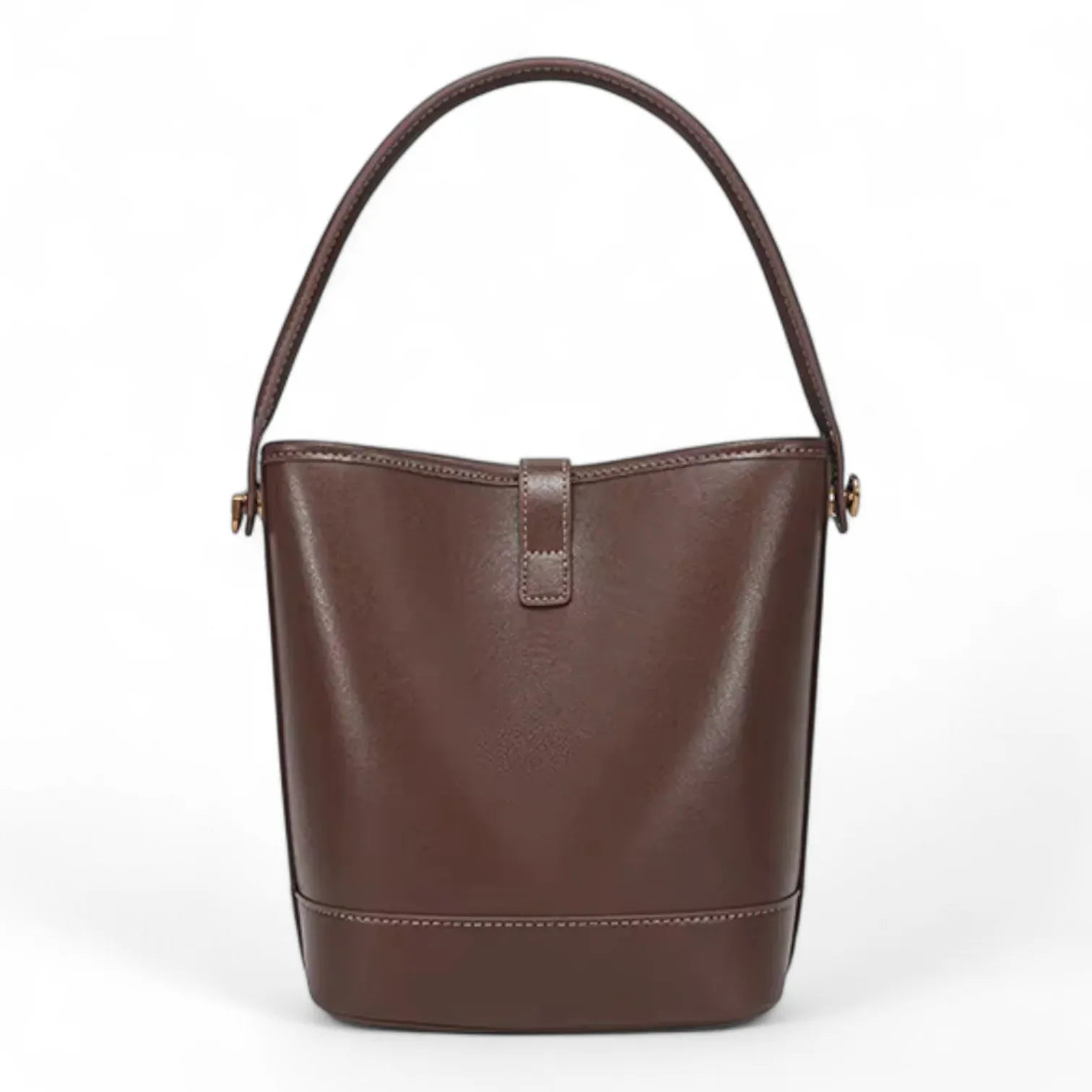 Sac seau plat en cuir