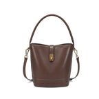 Sac seau plat en cuir Café / 24x8x15cm