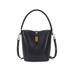 Sac seau plat en cuir Noir / 24x8x15cm