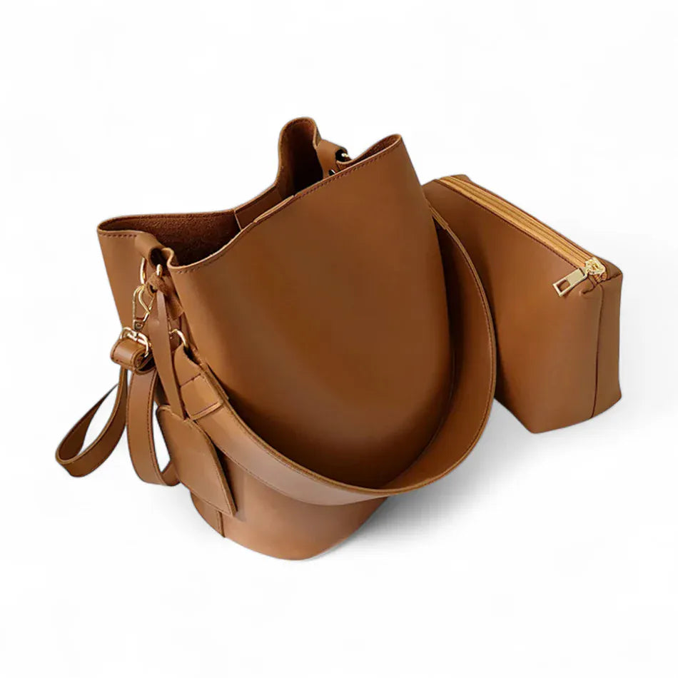 Sac seau sangle large minimaliste Marron