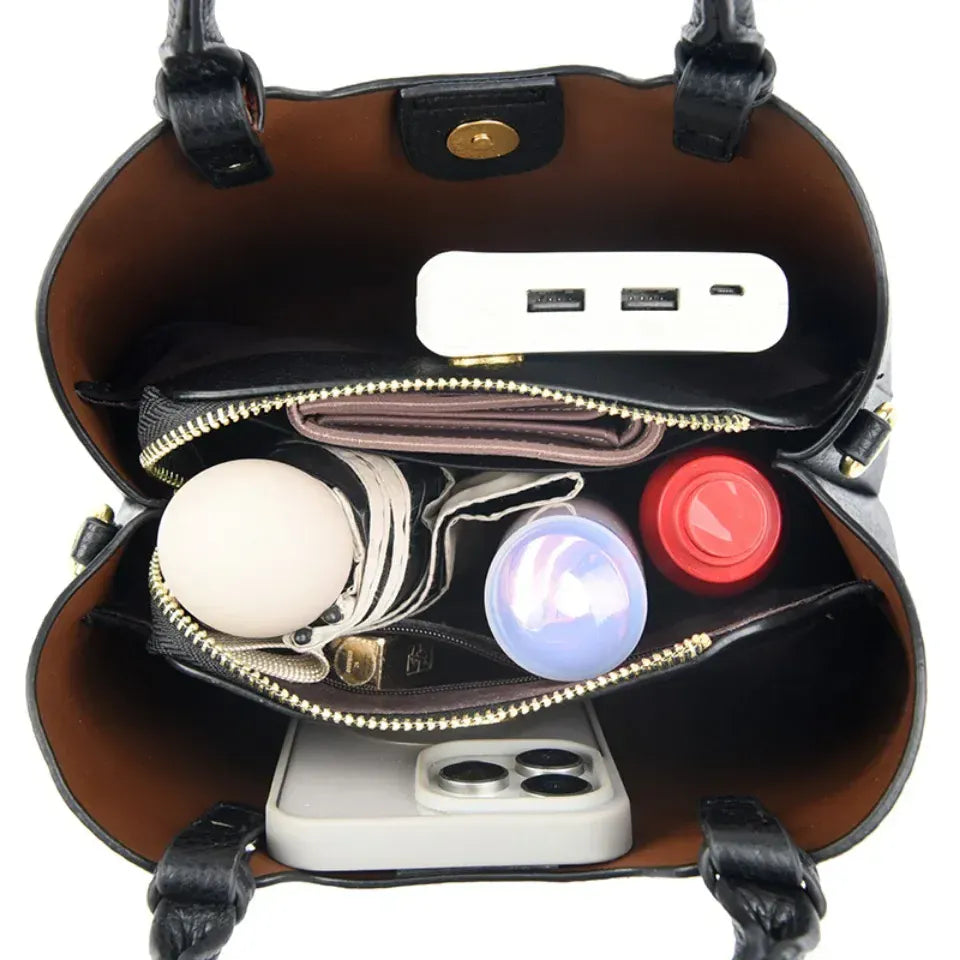 Sac seau simili cuir grainé marron