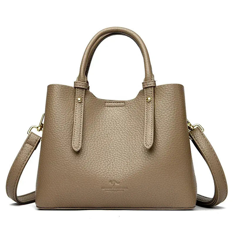 Sac seau simili cuir grainé marron Café