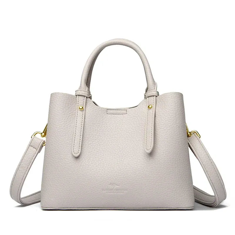 Sac seau simili cuir grainé marron Gris clair