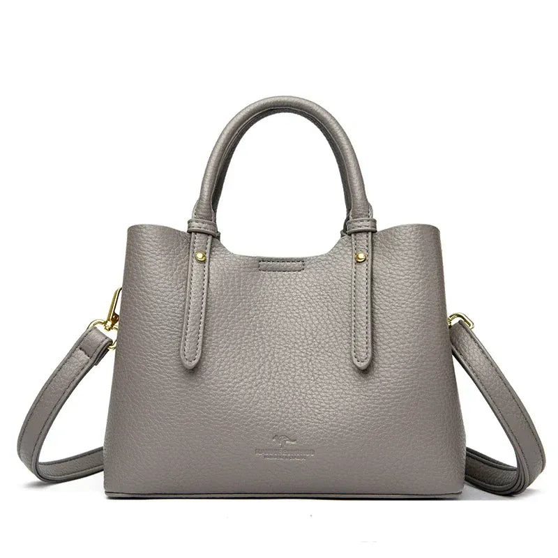 Sac seau simili cuir grainé marron Gris foncé