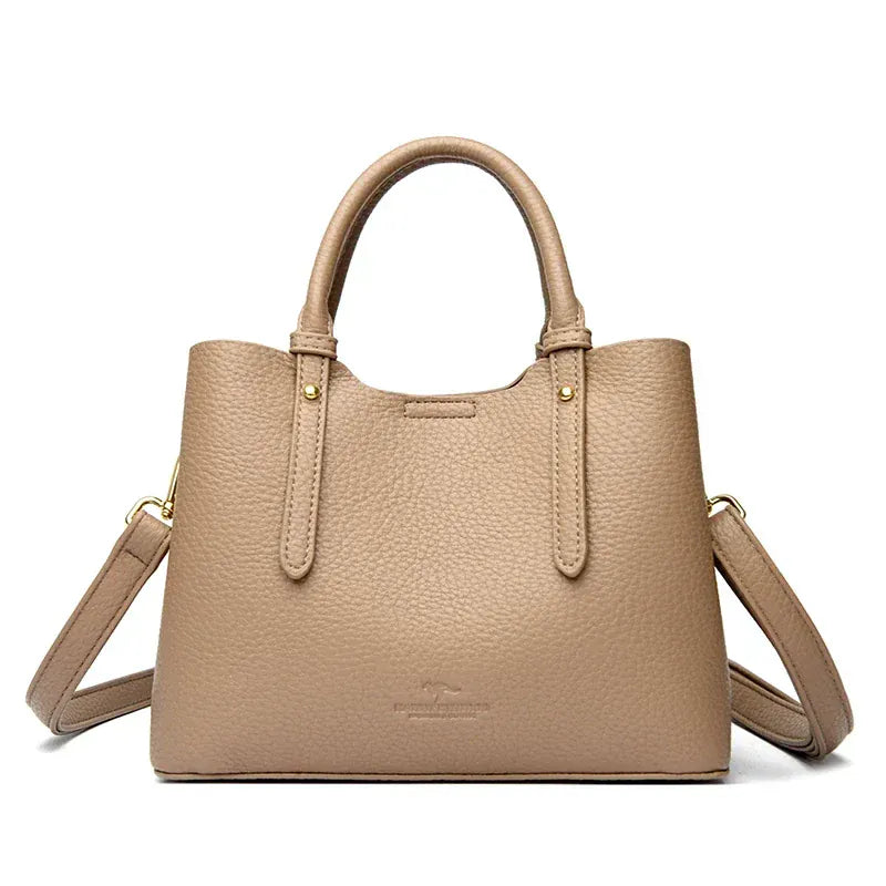 Sac seau simili cuir grainé marron Khaki