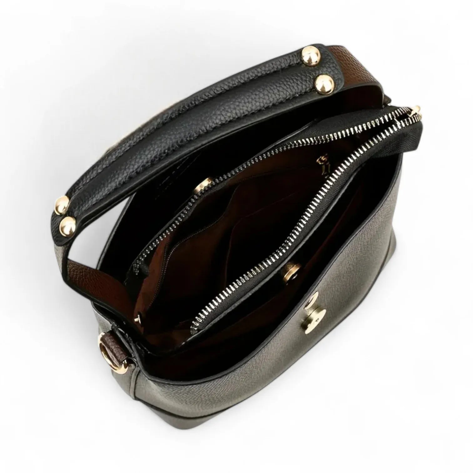 Sac seau similicuir grainé poche