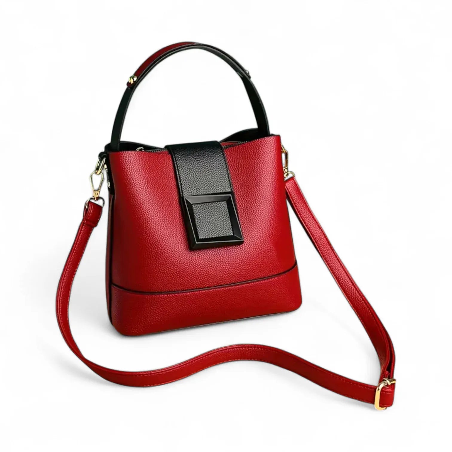 Sac seau similicuir grainé poche