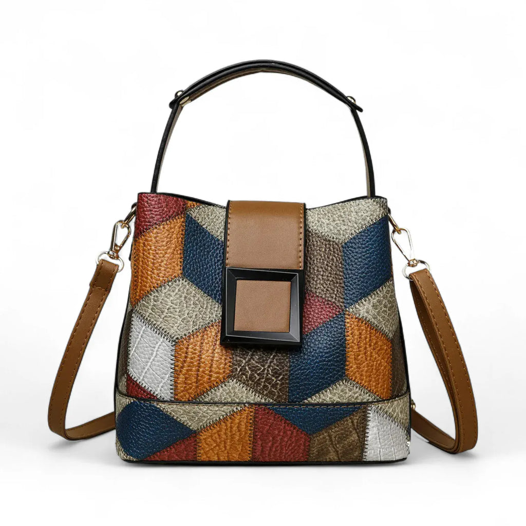 Sac seau similicuir grainé poche