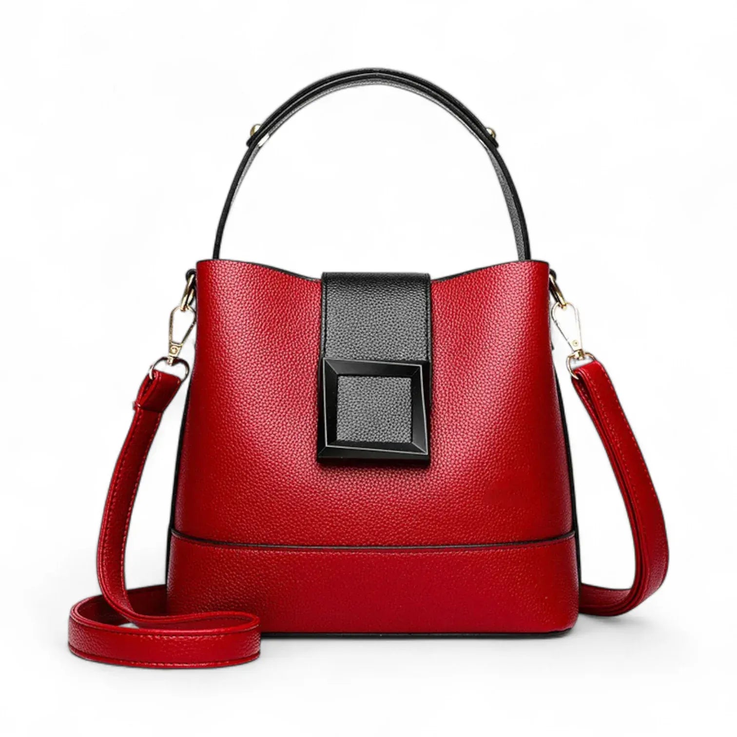 Sac seau similicuir grainé poche