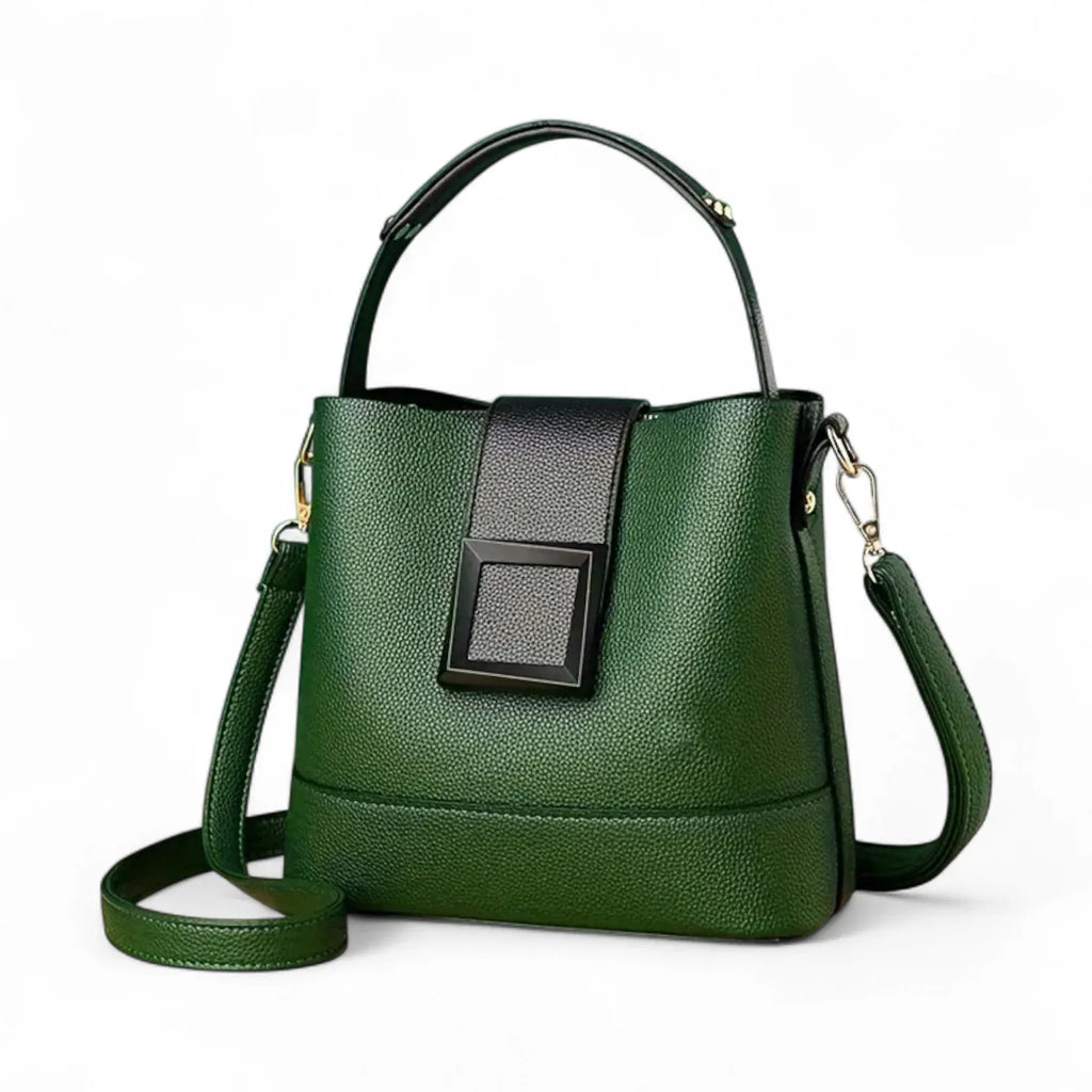 Sac seau similicuir grainé poche