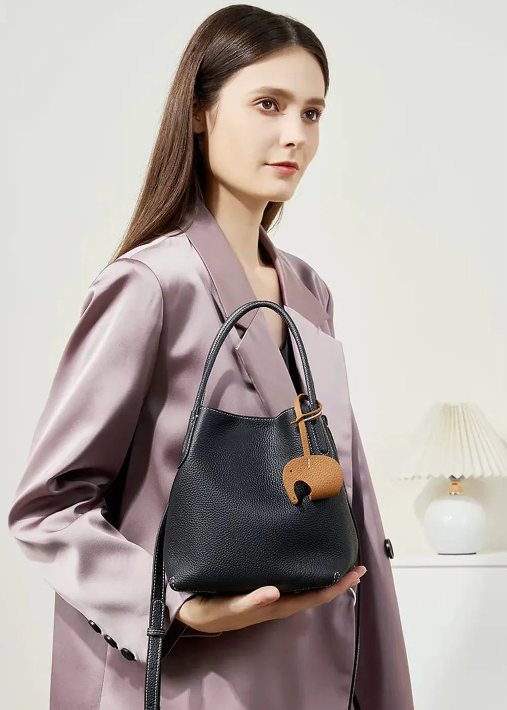 Sac seau souple cuir glands