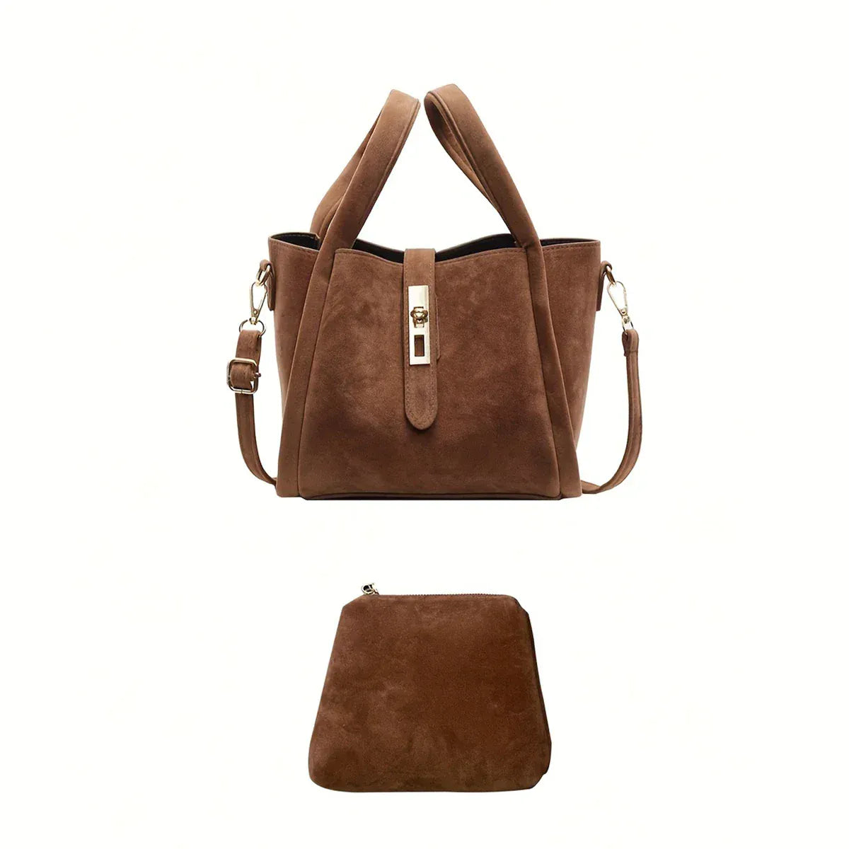 Sac seau suédine fermoir