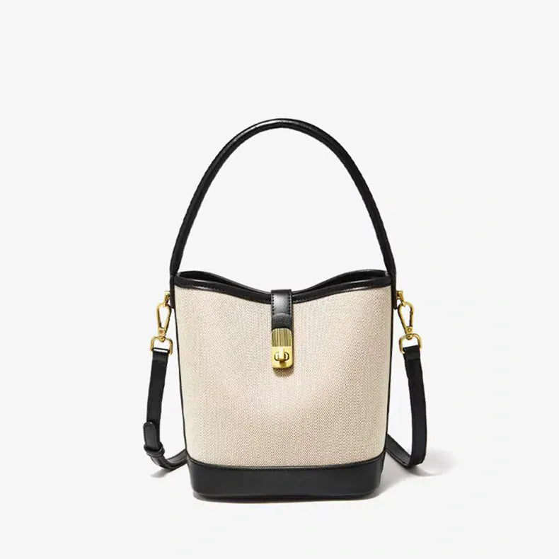 Sac seau toile bicolore Noir